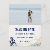 Nautical Anchor Floral Rustic Beach Save the Date Uitnodiging Briefkaart (Voorkant)
