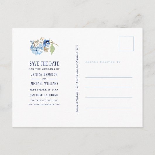 Nautical Anchor Floral Rustic Beach Save the Date Uitnodiging Briefkaart (Achterkant)