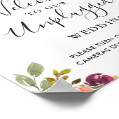 Nautical Anchor Floral Unplugged Wedding Sign Poster (Hoek)