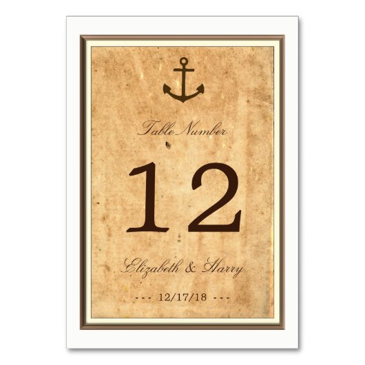 Nautical Anchor Framed Paper Table No. Kaart (Achterkant)