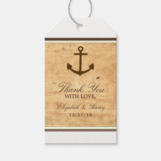 Nautical Anchor Framed  Paper Wedding Cadeaulabel (Voorkant)