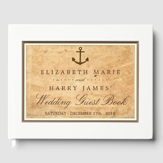 Nautical Anchor Framed  Paper Wedding Gastenboek (Voorkant)