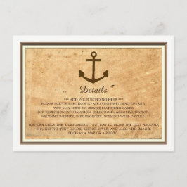 Nautical Anchor Framed  Paper Wedding Informatiekaartje