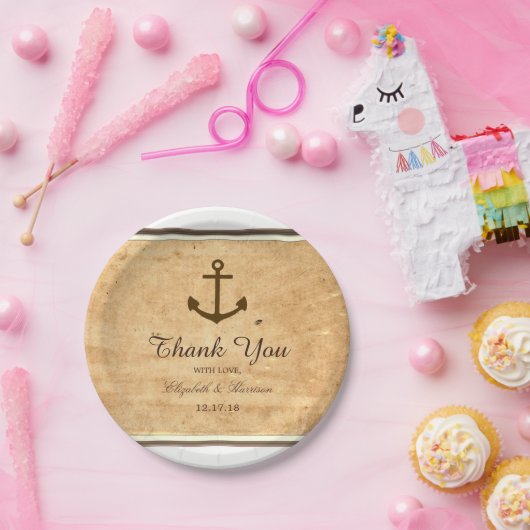 Nautical Anchor Framed  Paper Wedding Papieren Bordje (Feest)