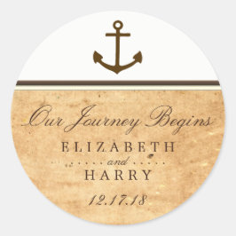 Nautical Anchor Framed  Paper Wedding Ronde Sticker