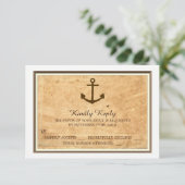 Nautical Anchor Framed Vintage Paper Wedding RSVP (Staand voorkant)
