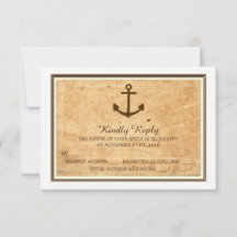 Nautical Anchor Framed Vintage Paper Wedding RSVP