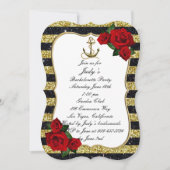 Nautical Anchor Gold Black Stripes Bachelorette Kaart (Voorkant)