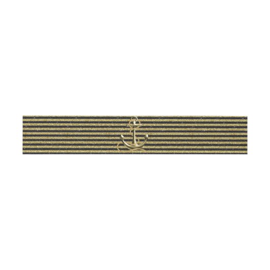 Nautical Anchor Gold Black Stripes Belly Bands Uitnodigingen Wikkel (Vlak)