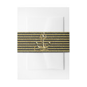 Nautical Anchor Gold Black Stripes Belly Bands Uitnodigingen Wikkel (Voorkant Voorbeeld)
