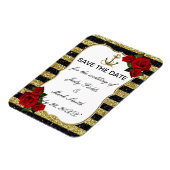 Nautical Anchor Gold Black Stripes Save the Date Magneet (Linkerzijde)