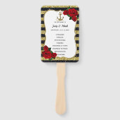 Nautical Anchor Gold Black Stripes Wedding Program Handwaaier (Voorkant)