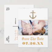 Nautical Anchor Gold Glitter Glam Photo Briefkaart (Voorkant / Achterkant)