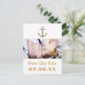 Nautical Anchor Gold Glitter Glam Photo Briefkaart (Staand voorkant)