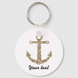 Nautical Anchor Gold Glitter Glam Sleutelhanger