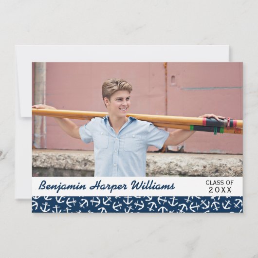 Nautical Anchor Graduation Party Photo Class 20XX Kaart (Voorkant)