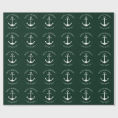Nautical anchor green douanenaam text Birthday Cadeaupapier (Vlak)