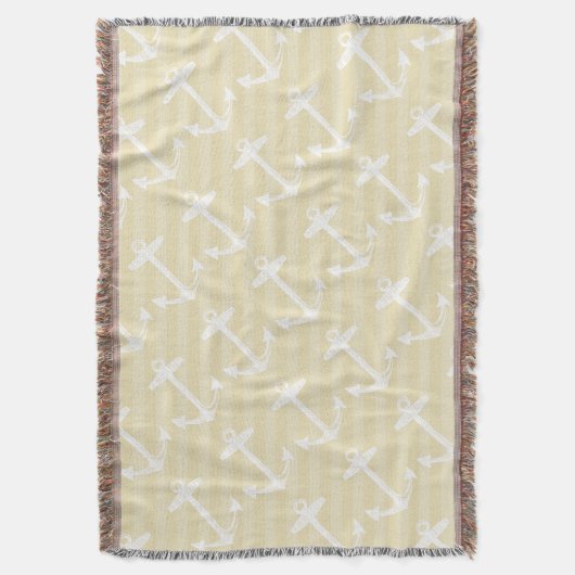 Nautical Anchor Grey and White Modern Pattern Deken (Voorkant Verticaal)