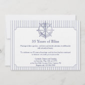Nautical Anchor Grey Stripe Jubileum Uitnodiging (Voorkant)