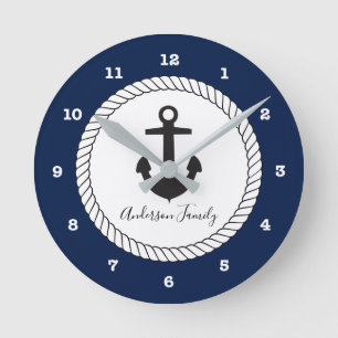 Nautical Anchor   Handwritten Family Ronde Klok