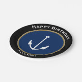 Nautical Anchor Happy Birthday met naam Papieren Bordje (Gekanteld)