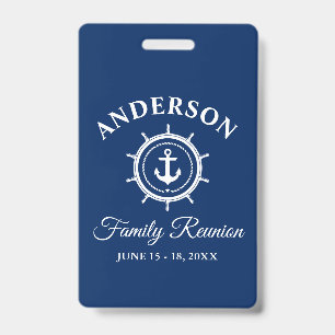 Nautical Anchor Helm Family Reunion Blue Badge