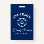 Nautical Anchor Helm Family Reunion Blue Badge (Voorkant)