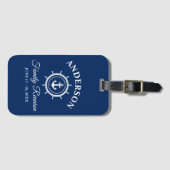 Nautical Anchor Helm Family Reunion Blue Bagagelabel (Voorkant (horizontaal))