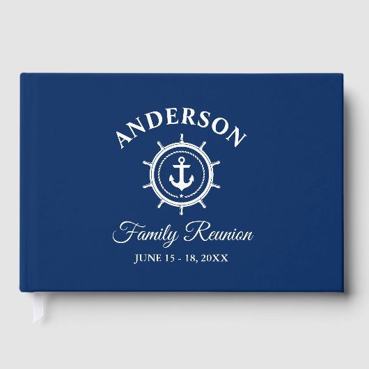 Nautical Anchor Helm Family Reunion Blue Gastenboek (Voorkant)