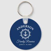 Nautical Anchor Helm Family Reunion Blue Sleutelhanger (Voorkant)