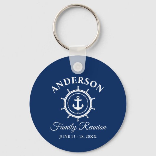 Nautical Anchor Helm Family Reunion Blue Sleutelhanger (Voorkant)