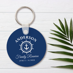Nautical Anchor Helm Family Reunion Blue Sleutelhanger