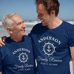 Nautical Anchor Helm Family Reunion Blue T-shirt