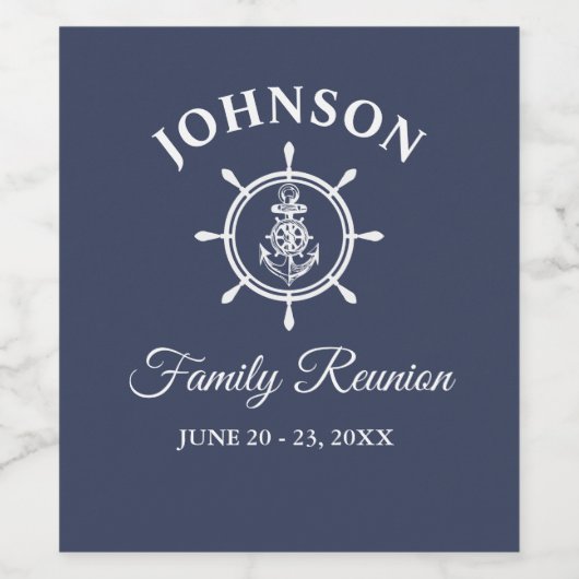 Nautical Anchor Helm Family Reunion Blue Wijn Etiket (Enkel label)