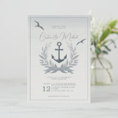 Nautical anchor herald bruiloft uitnodiging (Staand voorkant)