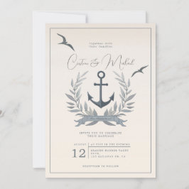 Nautical anchor herald bruiloft uitnodiging
