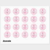 Nautical Anchor - Hot Pink Striped Personated Ronde Sticker (Vel)