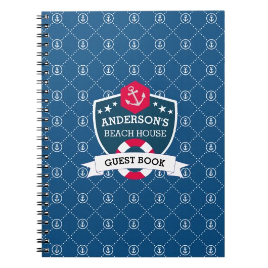Nautical Anchor Icons Beach House Guest Book Notitieboek (Voorkant)