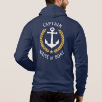 Nautical Anchor Kapitein Boat Name Gold Laurel Blu