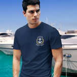 Nautical Anchor Kapitein Boat Name Gold Laurel Nav T-shirt<br><div class="desc">Een aangepaste nautische bootanker,  gouden laurelbladeren en een gouden ster met Kapitein rang of andere titel en Uw persoonlijke naam of Boatnaam op een blauw T-shirt voor de marine. Het maakt een geweldig cadeau.</div>