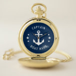 Nautical  Anchor Kapitein Boat Name Navy Zakhorloge<br><div class="desc">Een  anker en sterren met kapitein Rank of een andere titel en Jouw naam- of bootnaam op een stijlvolle Pocket Watch. Deze gepersonaliseerde Pocket Watch zal niet alleen tijd,  maar ook een leuk gespreksartikel zijn. Ideaal voor Vaderdag,  maar ook voor elke gelegenheid.</div>