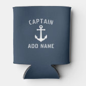  Nautical Anchor Kapitein of Boat Name Blue Blikjeskoeler (Voorkant)