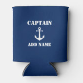  Nautical Anchor Kapitein of Boat Name Navy Blikjeskoeler (Voorkant)