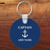 Nautical Anchor & Kapitein of Boat Name Sleutelhanger (Voorkant)