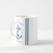 Nautical Anchor Lake House Navy Blue Koffiemok (Voorkant links)