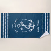 Nautical Anchor Lake House Navy Blue Strandlaken (Voorkant)