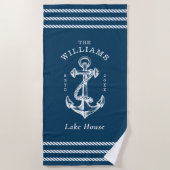 Nautical Anchor Lake House Navy Blue Strandlaken (Voorkant)
