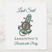 Nautical Anchor Last Sail Bachelorette Party Wijn Etiket (Enkel label)