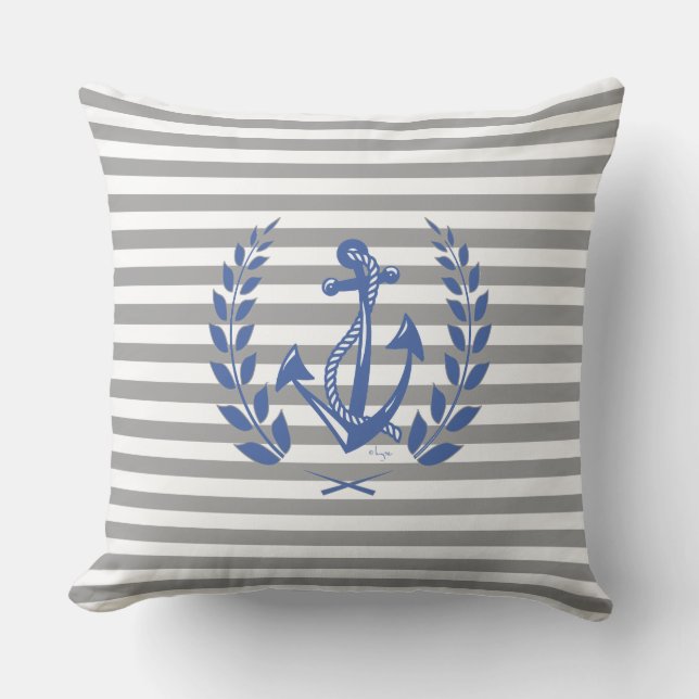 Nautical Anchor Laurel Wreath Kussen (Voorkant)