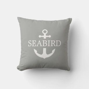 Nautical Anchor Logo. Gray Brown Boat Exterior. Buitenkussen